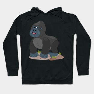 Cute happy big gorilla cartoon illustration Hoodie